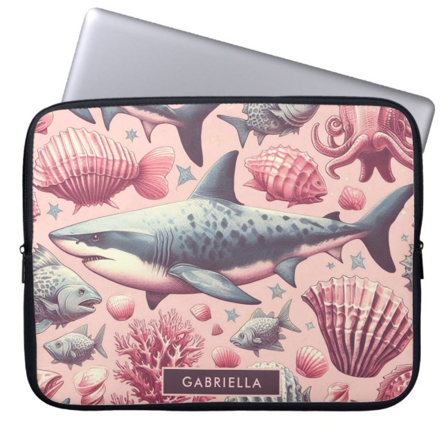 Capa Para Notebook Vintage Shark Seamless (Frente)