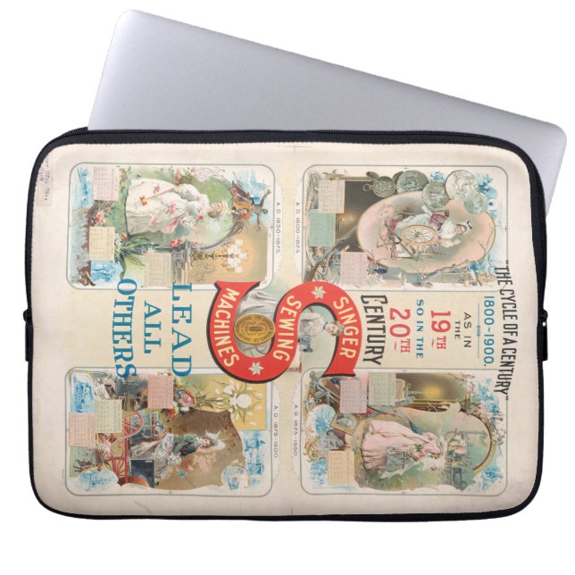 Capa Para Notebook Vintage Singer Sewing Machine Ad (Frente)
