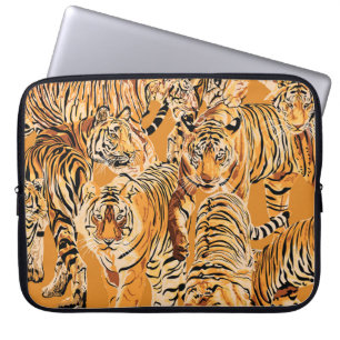 Capa Para Notebook Vintage Tiger Safari Wildlife Patterno