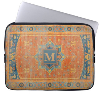 Capa Para Notebook Vintage Tribal Rug Blue Star Medallion and Orange
