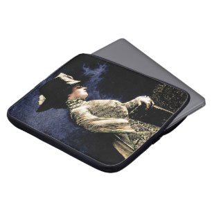 Capa Para Notebook Vintage vitoriana com chapéu de pena
