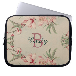 Capa Para Notebook Vintage Watercolor Floral Rosa Personalizado