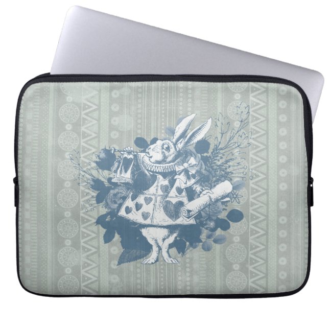 Capa Para Notebook Vintage Wonderland White Rabbit Herald (Frente)