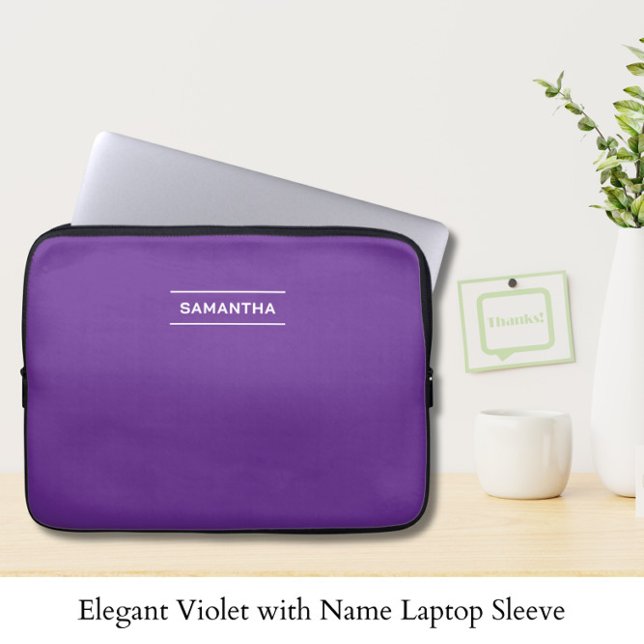 Capa Para Notebook Violeta Elegante com Bolsa de laptop de Nome (Criador carregado)
