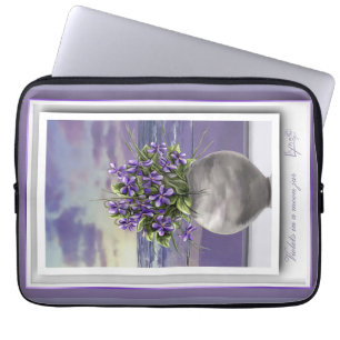 Capa Para Notebook violetas em vidro luar