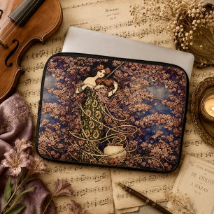 Capa Para Notebook Violinista Art Nouveau entre Flores – Floral Vinta
