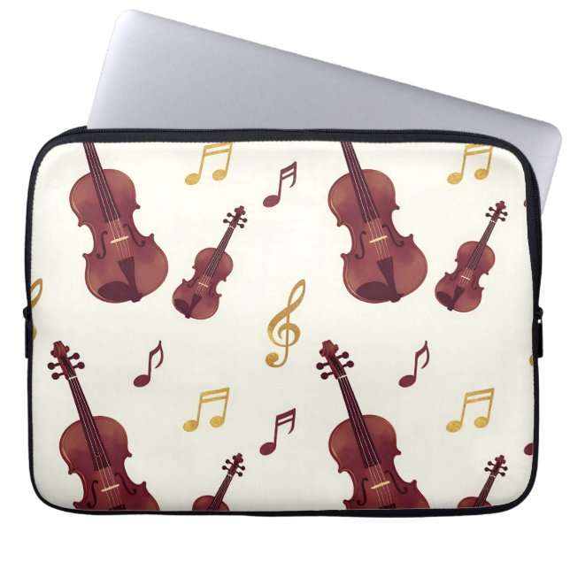 Capa Para Notebook Violinos Musicais Padrão Sem Costura (Frente)