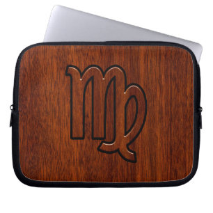 Capa Para Notebook Virgo Zodiac - Sinal de Rich Mahogany Wood Style