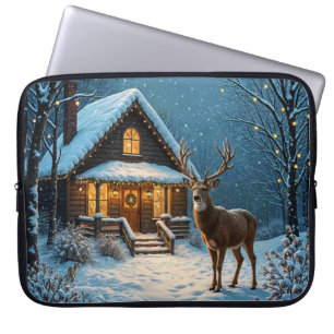 Capa Para Notebook Visita de Natal nevada do Grande Buck