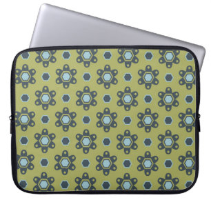 Capa Para Notebook Visitas Azuis e Pretas Retrotraídas no Padrão Flor