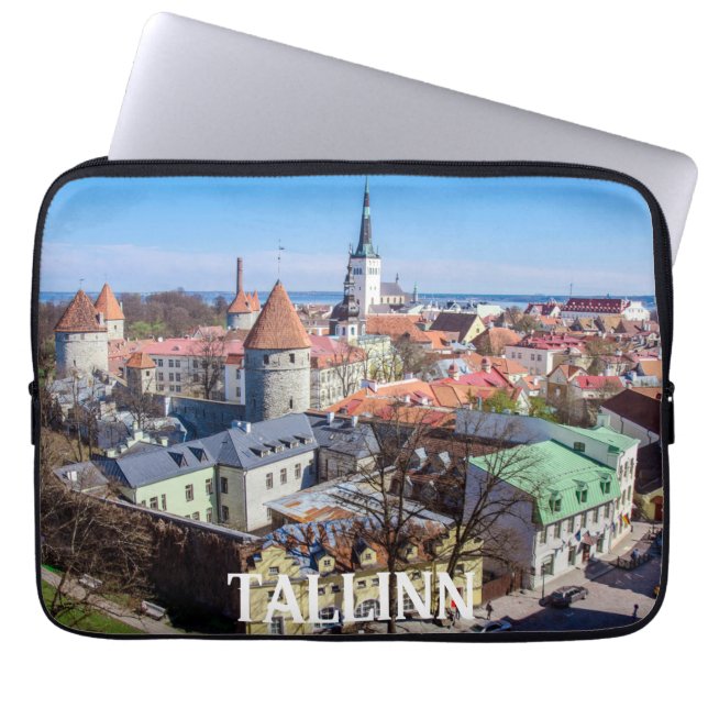 Capa Para Notebook Vista aérea de Tallinn centro na Estônia (Frente)