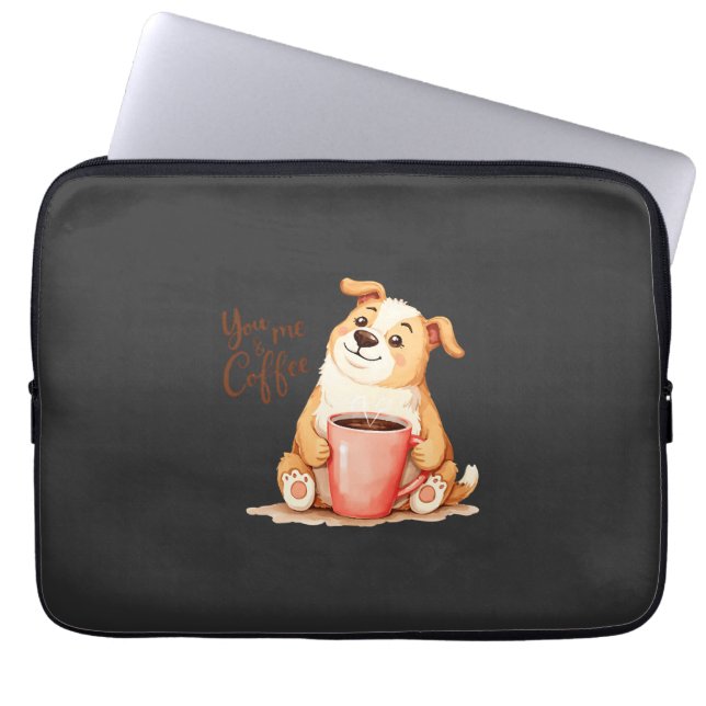 Capa Para Notebook Você & eu Café - Corgi Fofo & Café Aconchegante (Frente)