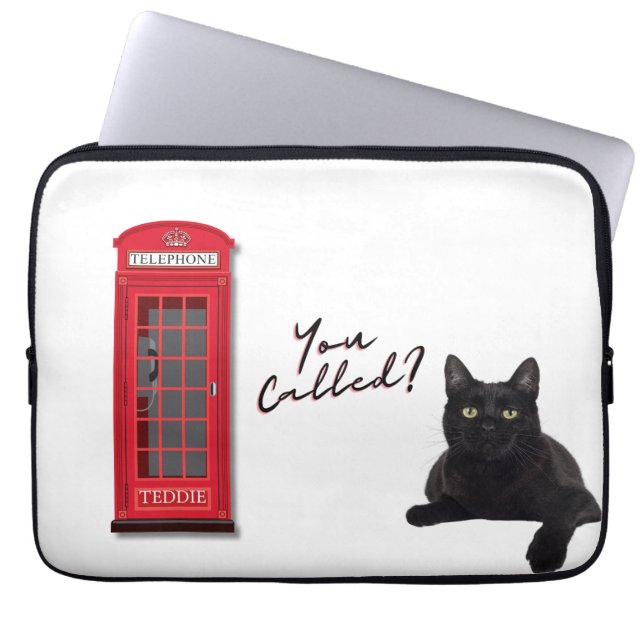 Capa Para Notebook 'Você Ligou?' Telefone Vermelho de Gato de Londres (Frente)