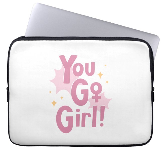 Capa Para Notebook Você Vai Menina | Bolsa de Eletrônicos Rosa Fofa  (Frente)