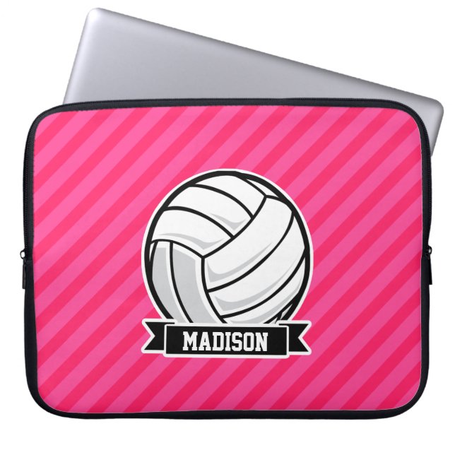 Capa Para Notebook Voleibol em tiras Rosa Neon (Frente)