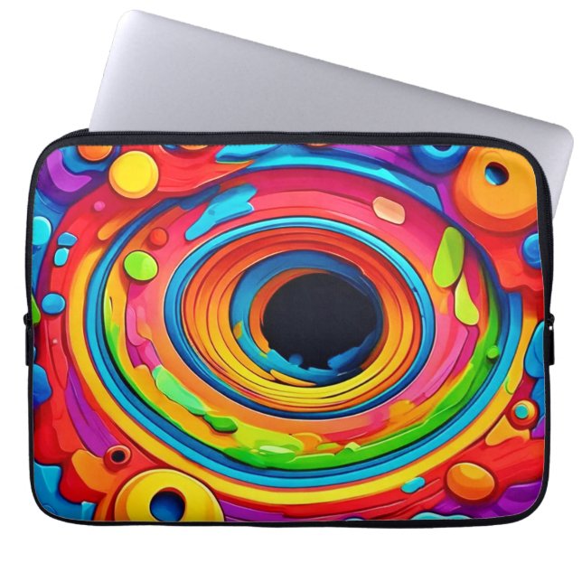 Capa Para Notebook Vórtice Psicodélico Abstrato Colorido (Frente)