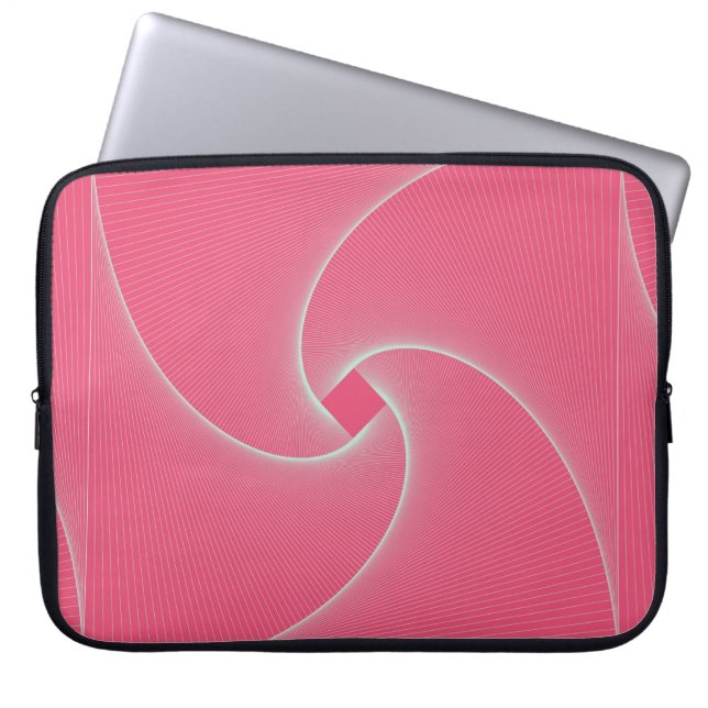 Capa Para Notebook vórtice quadrado esboçado rosa veludo (Frente)