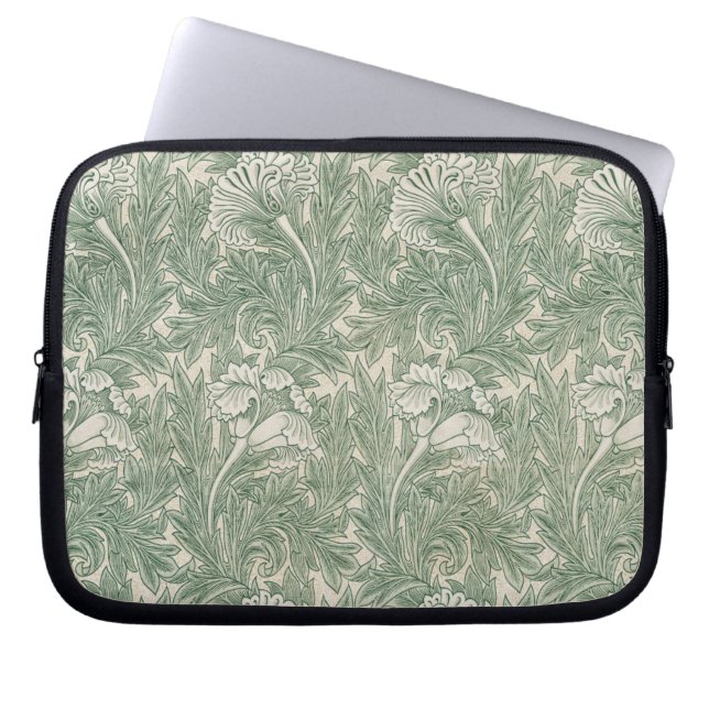 Capa Para Notebook Wallpaper tulip William Morris verde têxtil (Frente)