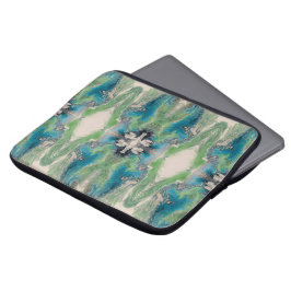 Capa Para Notebook Water Path Flow – Abstract Aqua & Green Fluid Art
