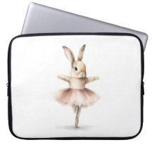 Watercolor Ballerina Bunny Dancing Tan Pink