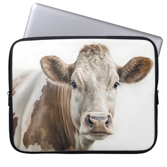 Capa Para Notebook Watercolor Hereford Cow Portrait (Frente)