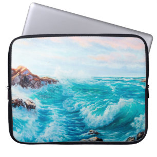 Capa Para Notebook Watercolor seamless pattern with hand painted blue