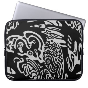 Capa Para Notebook "Wave Creature" B&W abstrato Art