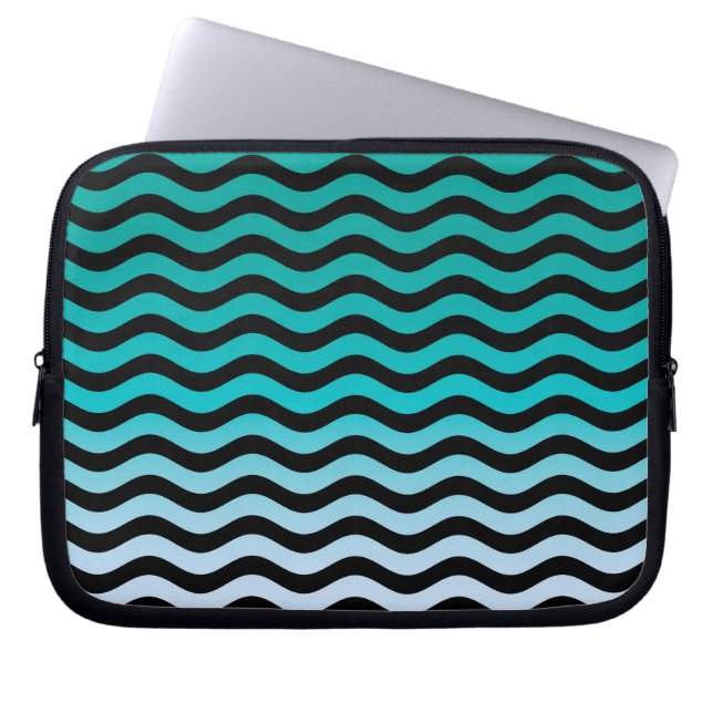 Capa Para Notebook Wavy Turquoise Stripes (Frente)