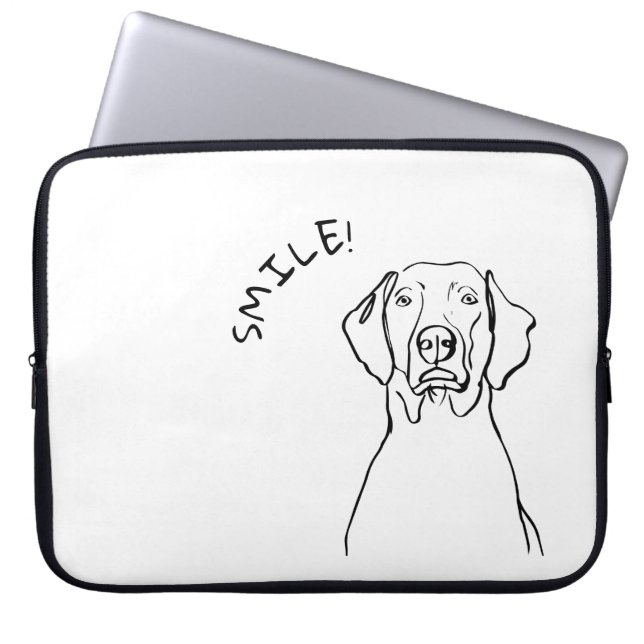 Capa Para Notebook Weimaraner Preto e Branco: Sua Mensagem Aqui (Frente)