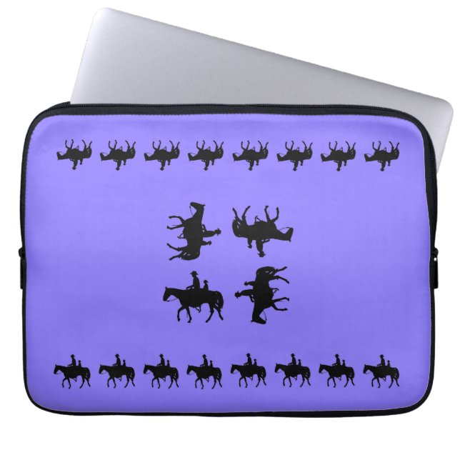 Capa Para Notebook Western Periwinkle - Horseback Silhouettes (Frente)
