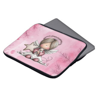 Capa Para Notebook Whimsical Pink Christmas Angel