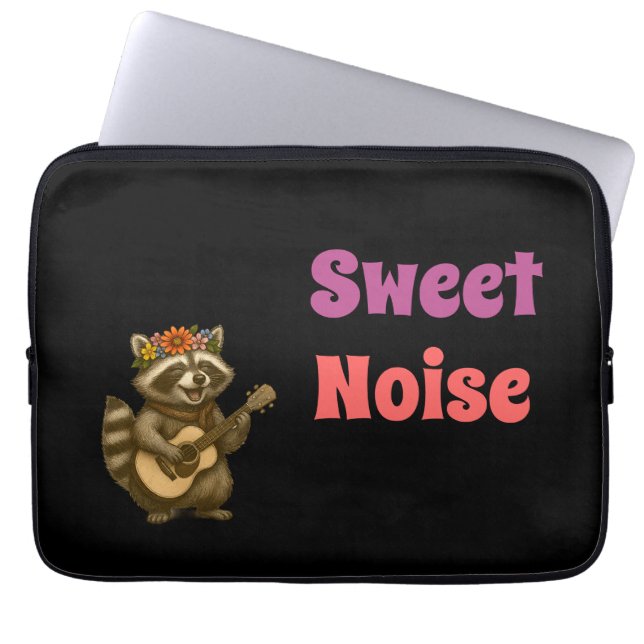 Capa Para Notebook Whimsical Woodland Raccoon - Floral Music Design (Frente)