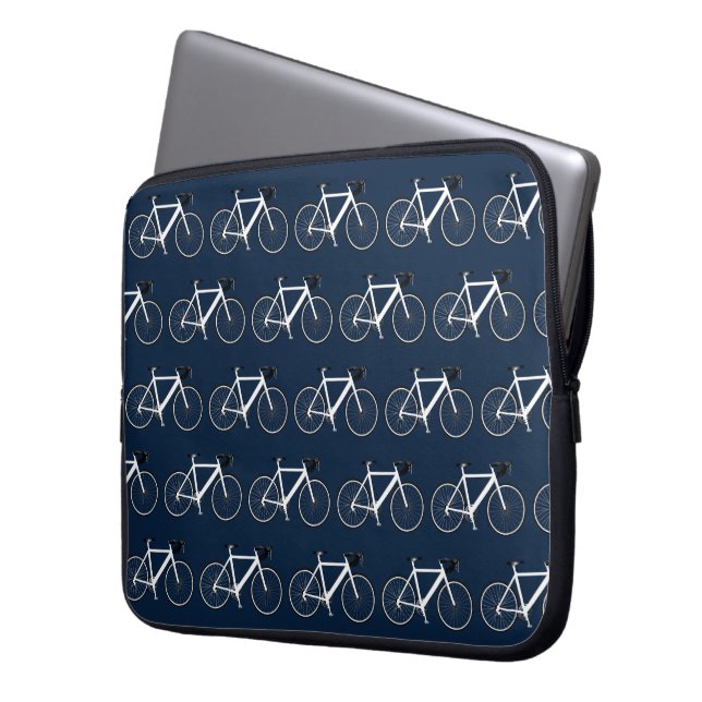 Capa Para Notebook White Bicycle On Navy Blue (Frente Esquerda)