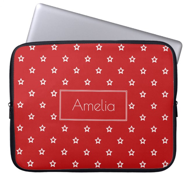 Capa Para Notebook White Stars on Bright Red Personalizado (Frente)