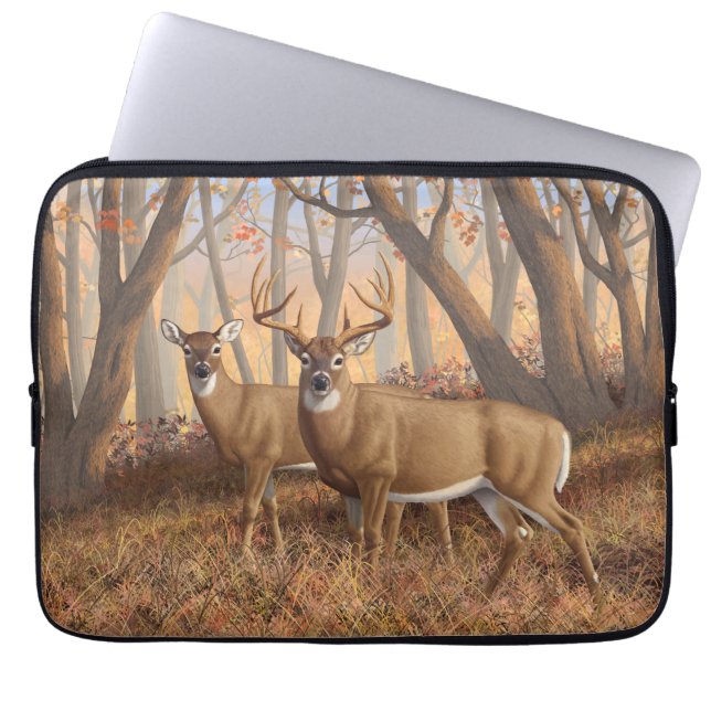 Capa Para Notebook Whitetail Deer Buck & Doe Autumn Mapods (Frente)