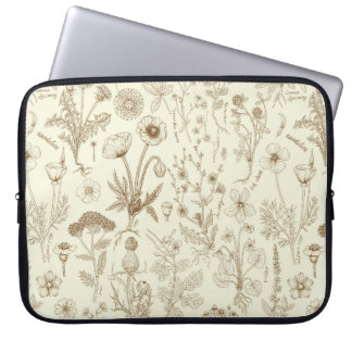 Capa Para Notebook Wildflowers collage/ beige and sepia