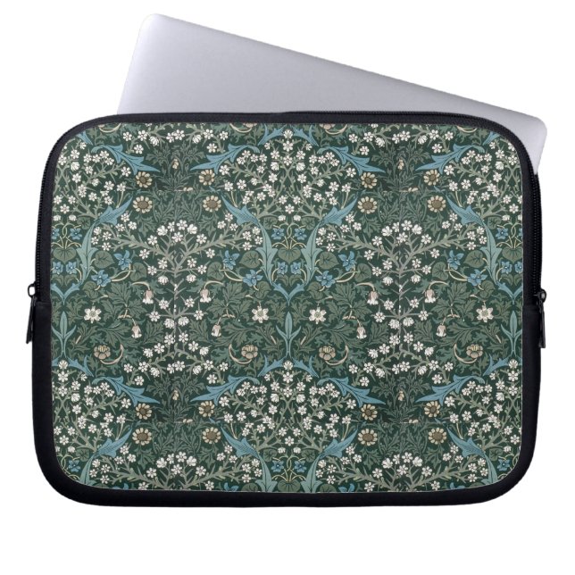 Capa Para Notebook William Morris Blue White e Green Floral (Frente)