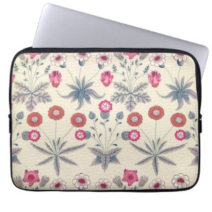 Capa Para Notebook William Morris Daisy Padrão Floral Vermelho Laran