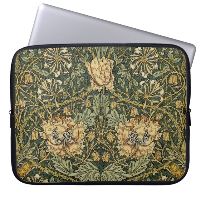Capa Para Notebook William Morris Honeysuckle Green Floral (Frente)
