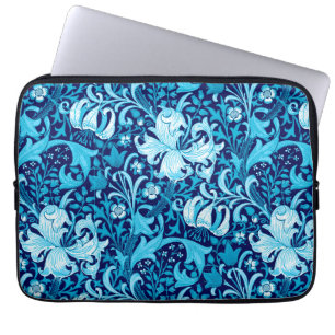 Capa Para Notebook William Morris Iris e Lily, Indigo Blue & White