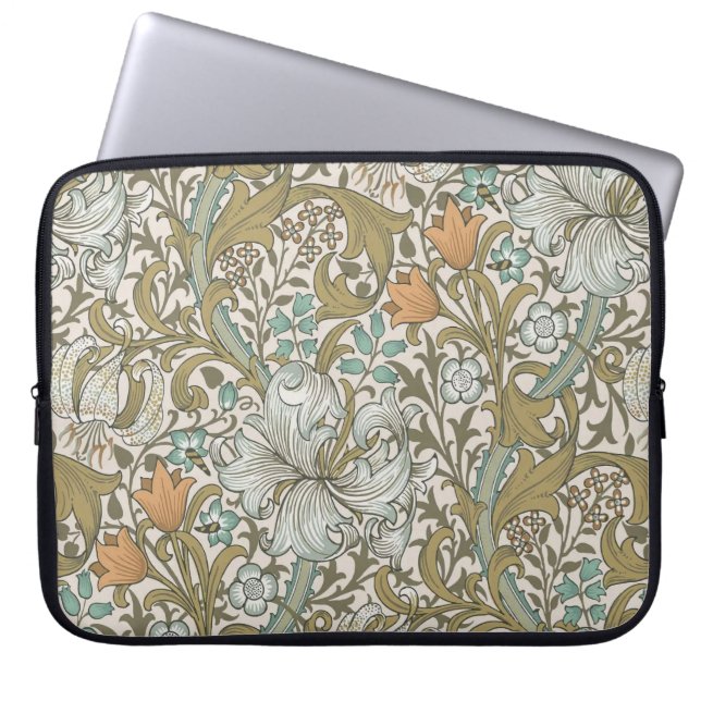 Capa Para Notebook William Morris Ouro Lily Blue Dourado Classic (Frente)