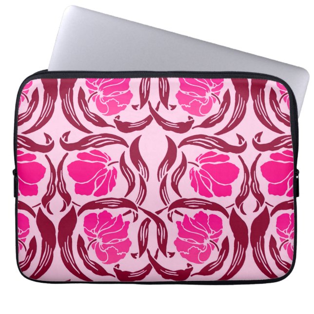 Capa Para Notebook William Morris Pimpernel, Fuchsia e Rosas claro (Frente)