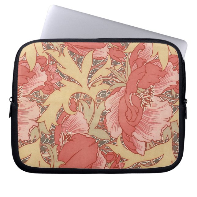 Capa Para Notebook William Morris Poppies Floral Art Nouveau Pattern (Frente)