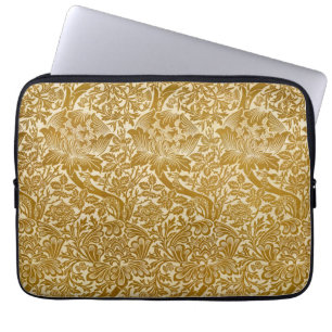 Capa Para Notebook William Morris Rosa e Thistle Floral Ouro