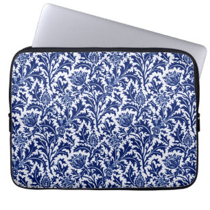 Capa Para Notebook William Morris Thistle Damask, Cobalto Azul e Bran