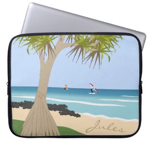 Capa Para Notebook Wing Foil Surfers Pandanus Tree na praia adiciona