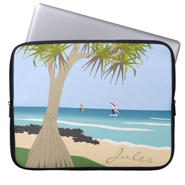 Capa Para Notebook Wing Foil Surfers Pandanus Tree na praia adiciona  (Frente)
