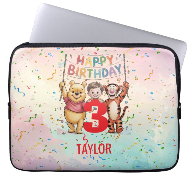 Capa Para Notebook Winnie the Pooh | Happy Birthday (Frente)