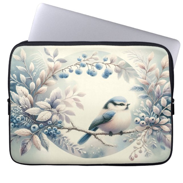 Capa Para Notebook Winter Bluebird Berry Wreath (Frente)