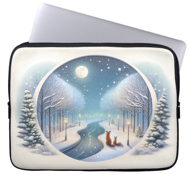 Capa Para Notebook Winter Foxes by Moonlit Snowy River (Frente)